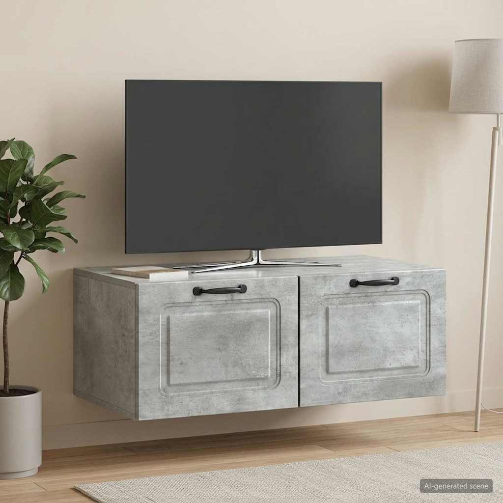 Væghængt TV-skab Betongrå 78,5 x 41 x 30 cm Konstrueret træ