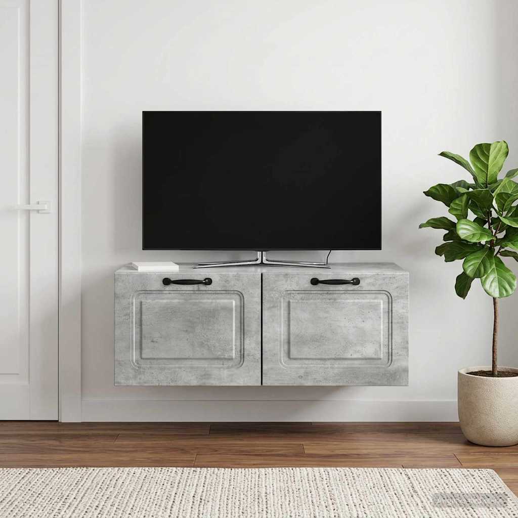 Væghængt TV-skab Betongrå 78,5 x 41 x 30 cm Konstrueret træ