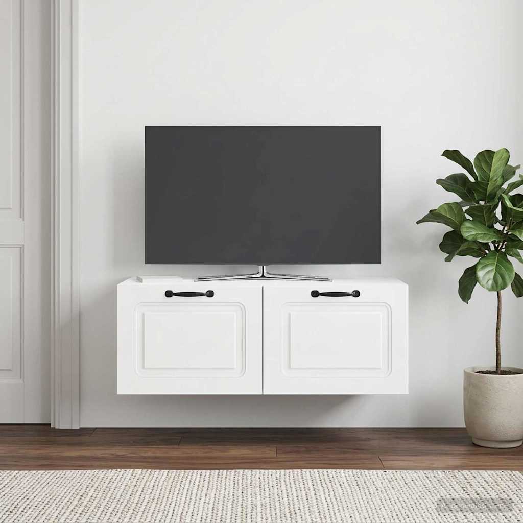 Væghængt TV-skab Vægmonteret Hvid højglans 78,5 x 41 x 30 cm