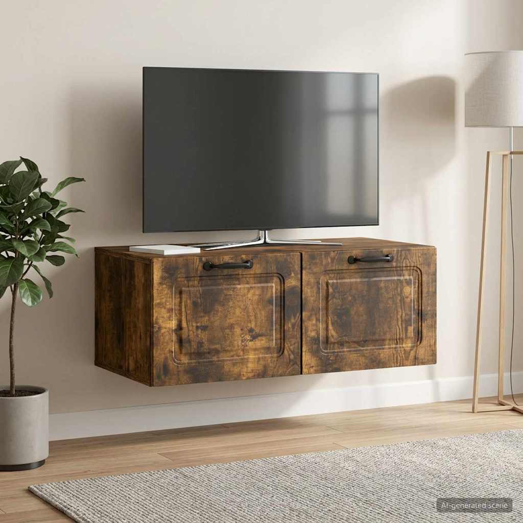 Væghængt TV-skab Røget eg 78,5 x 41 x 30 cm Konstrueret træ