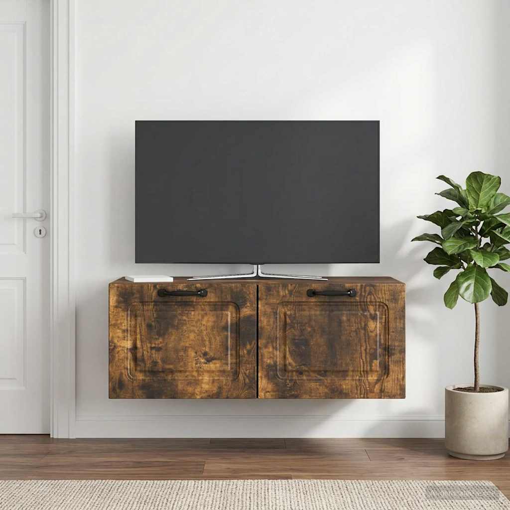 Væghængt TV-skab Røget eg 78,5 x 41 x 30 cm Konstrueret træ