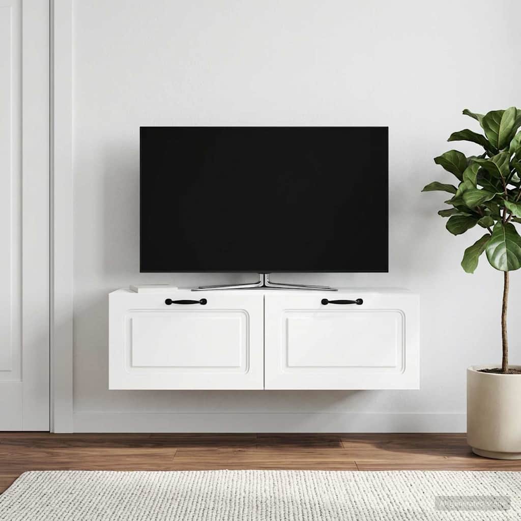 Væghængt TV-skab Hvid 98 x 41 x 30 cm Konstrueret træ