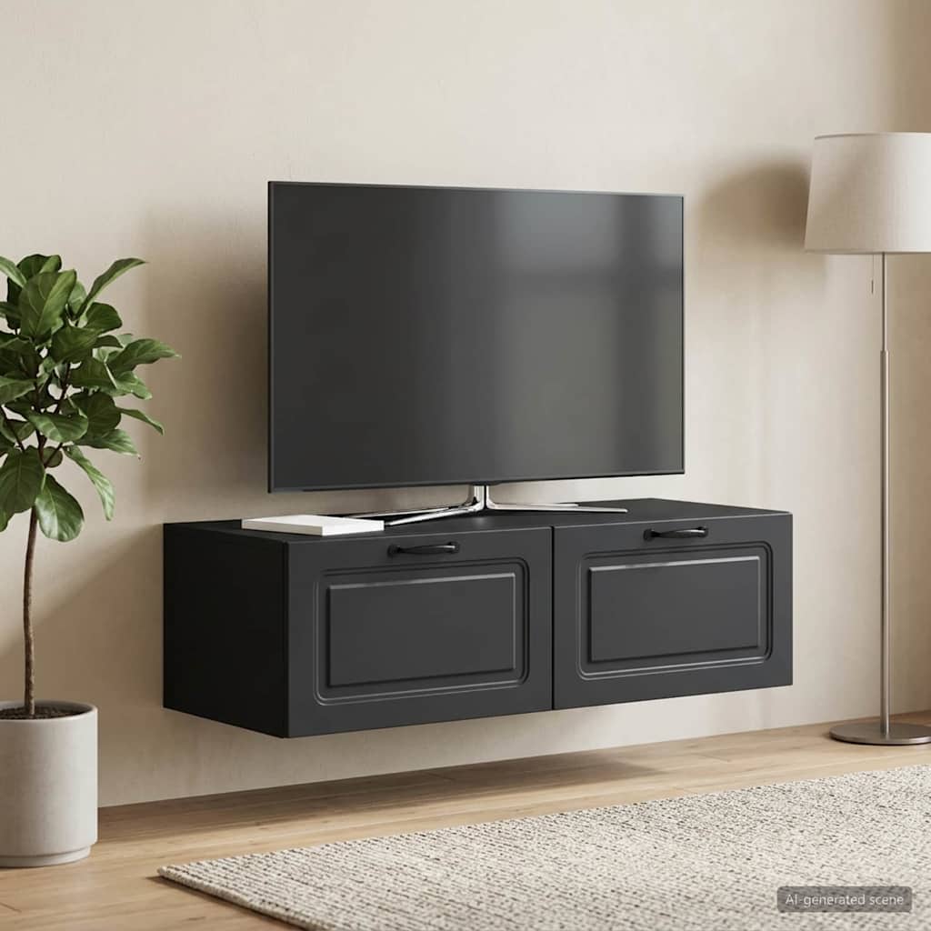 Væghængt TV-skab Sort 98 x 41 x 30 cm Konstrueret træ