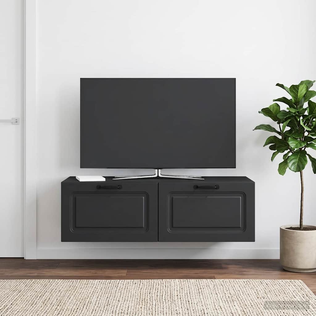 Væghængt TV-skab Sort 98 x 41 x 30 cm Konstrueret træ