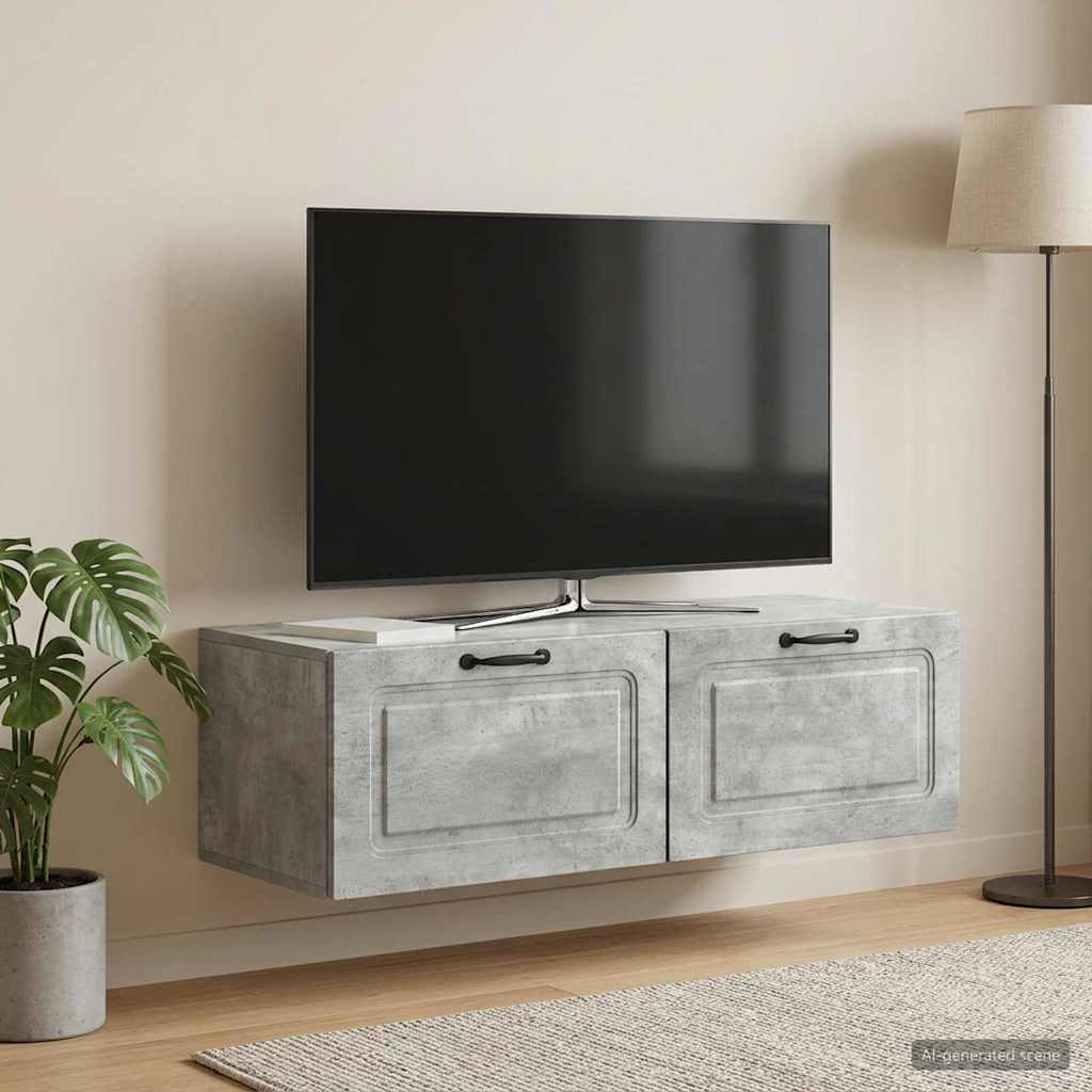 Væghængt TV-skab Betongrå 98 x 41 x 30 cm Konstrueret træ