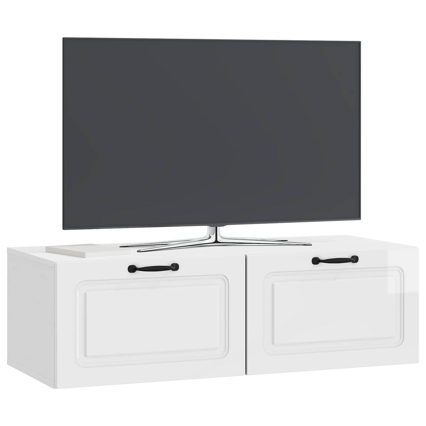 Væghængt TV-skab Hvid højglans 98 x 41 x 30 cm Konstrueret træ
