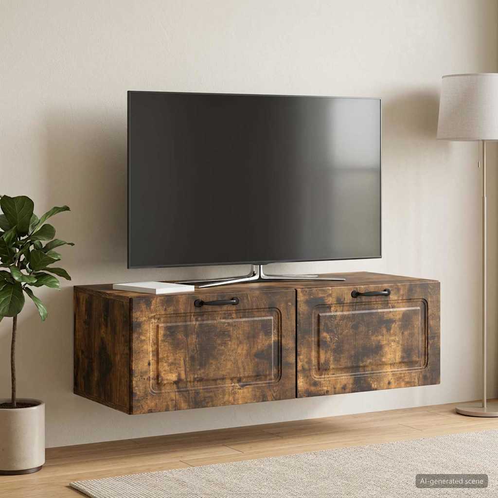 Væghængt TV-skab Røget eg 98 x 41 x 30 cm Konstrueret træ