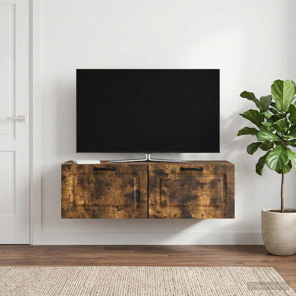 Væghængt TV-skab Røget eg 98 x 41 x 30 cm Konstrueret træ
