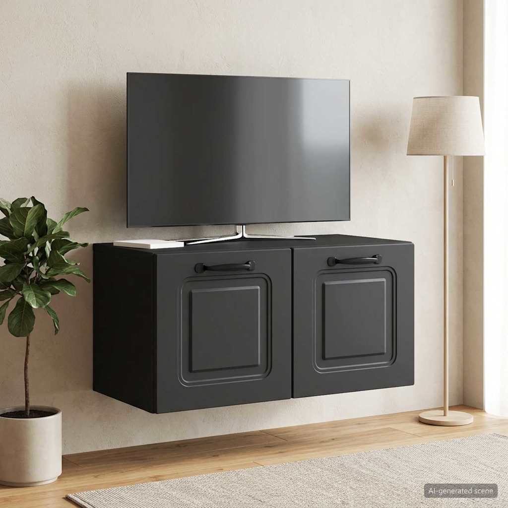 Væghængt TV-skab Sort 59,5 x 31 x 30 cm Konstrueret træ