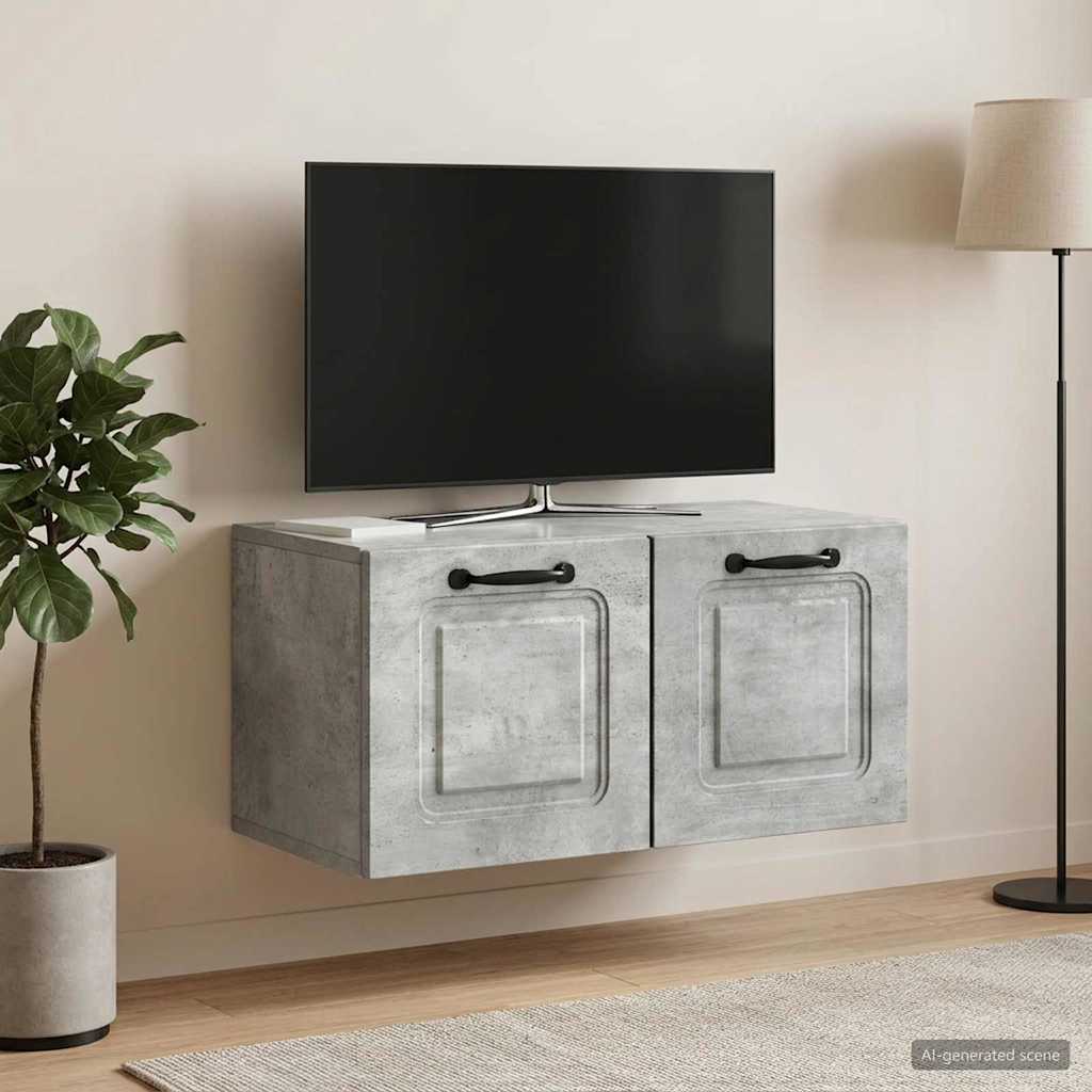 Væghængt TV-skab Betongrå 59,5 x 31 x 30 cm Konstrueret træ