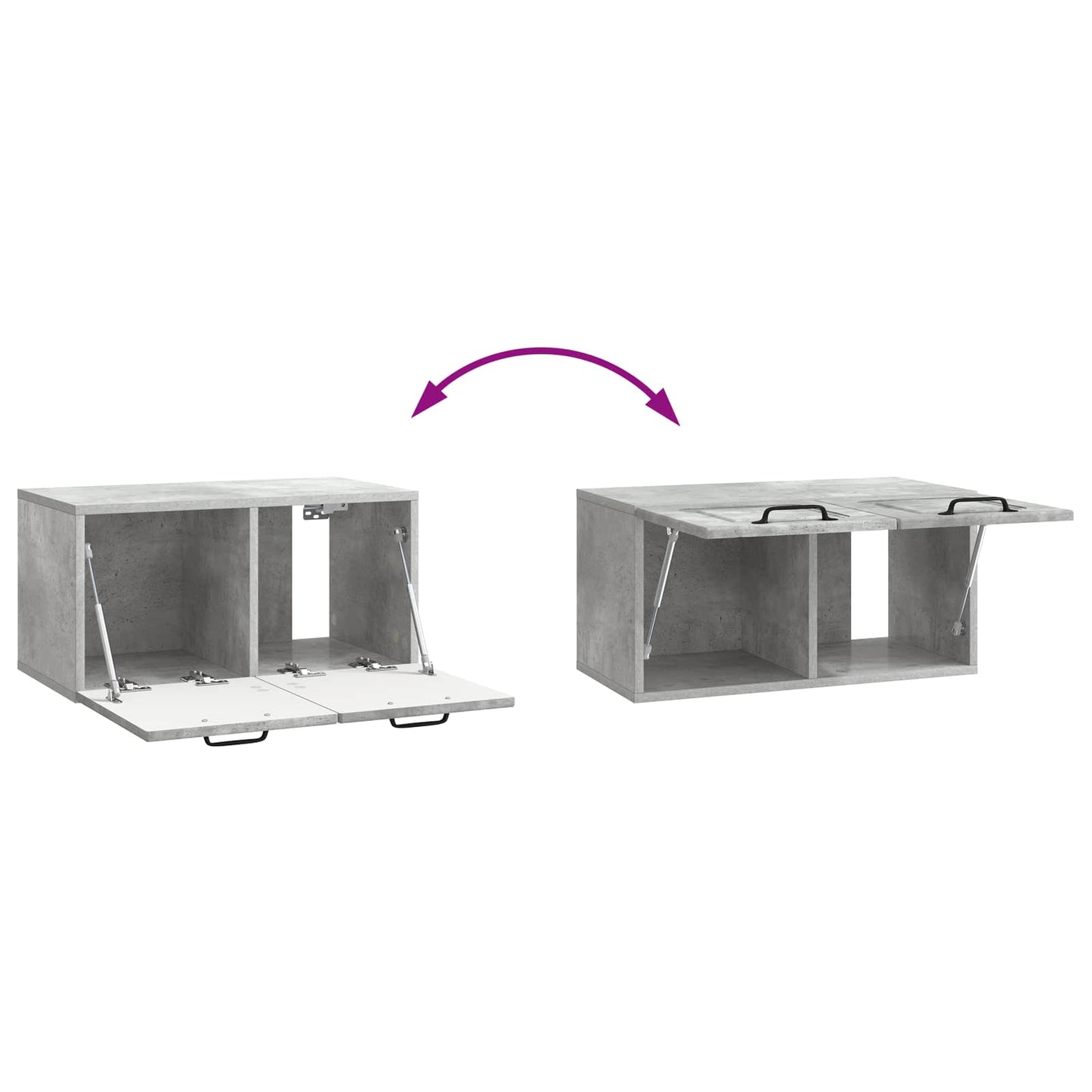 Væghængt TV-skab Betongrå 59,5 x 31 x 30 cm Konstrueret træ