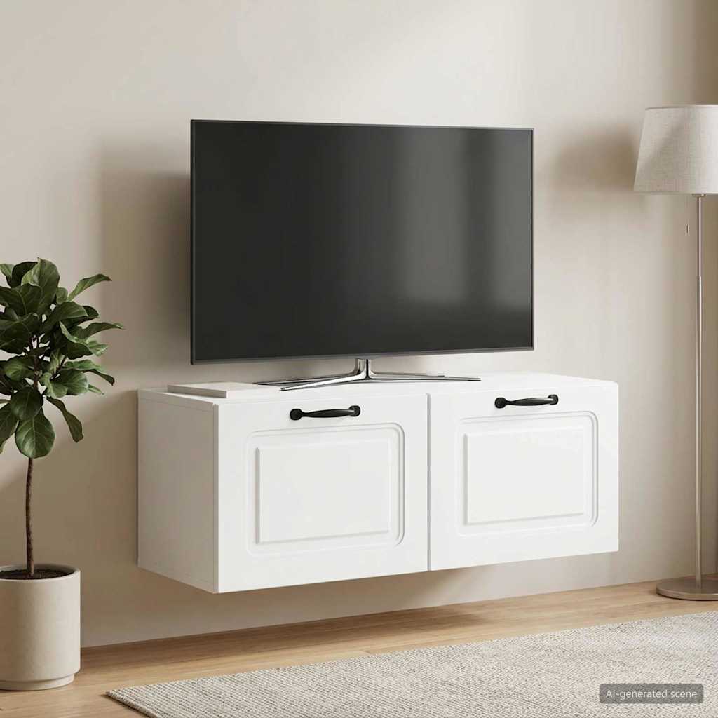 Væghængt TV-skab Hvid 78,5 x 31 x 30 cm Konstrueret træ