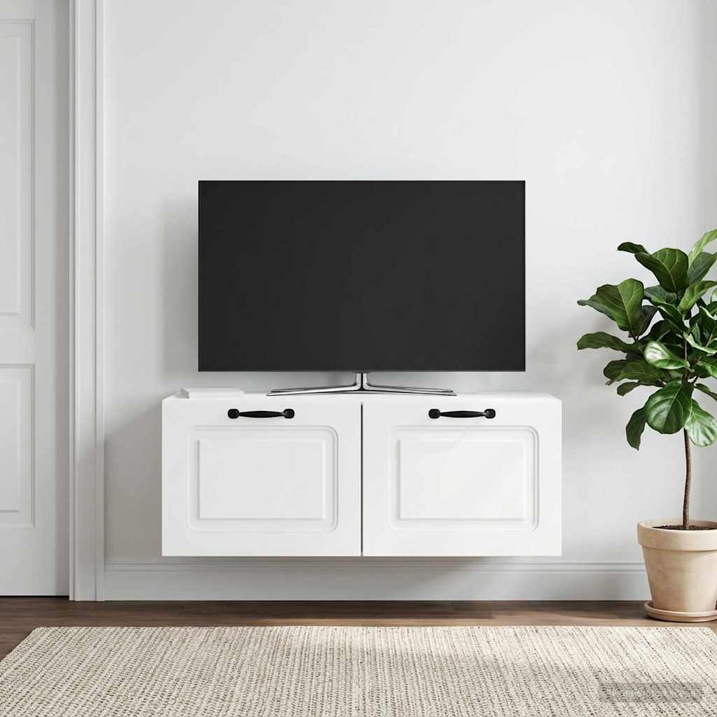 Væghængt TV-skab Hvid 78,5 x 31 x 30 cm Konstrueret træ