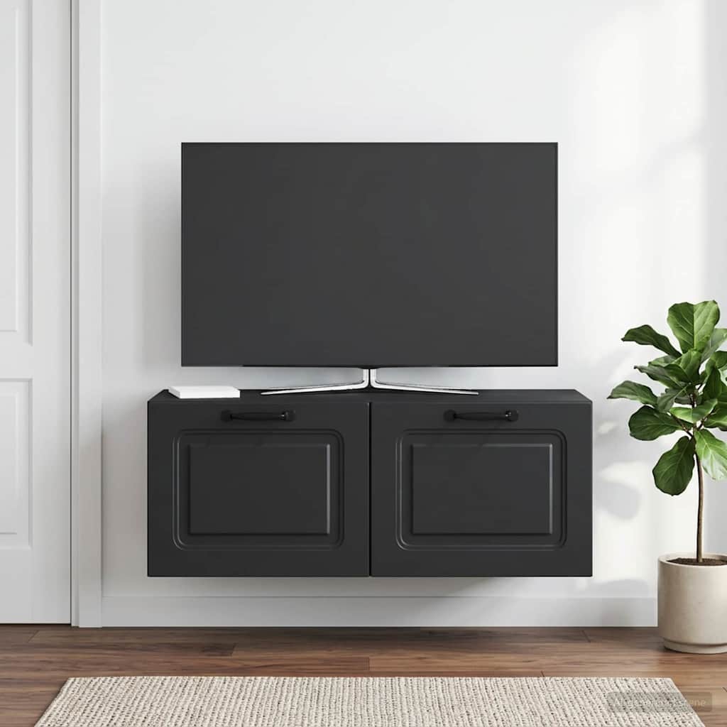 Væghængt TV-skab Sort 78,5 x 31 x 30 cm Konstrueret træ