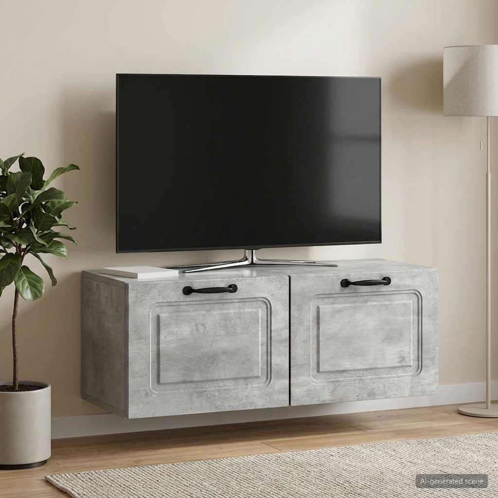 Væghængt TV-skab Betongrå 78,5 x 31 x 30 cm Konstrueret træ