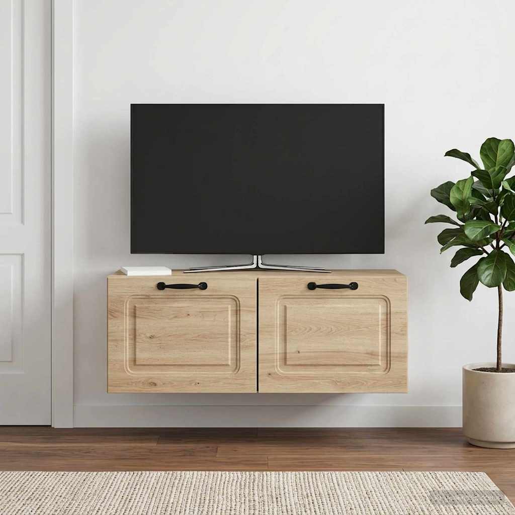 Væghængt TV-skab Betongrå 78,5 x 31 x 30 cm Konstrueret træ