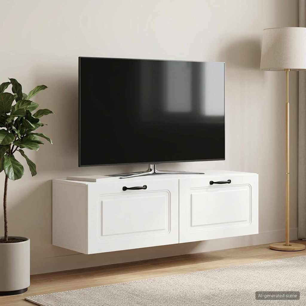Væghængt TV-skab Hvid 98 x 31 x 30 cm Konstrueret træ