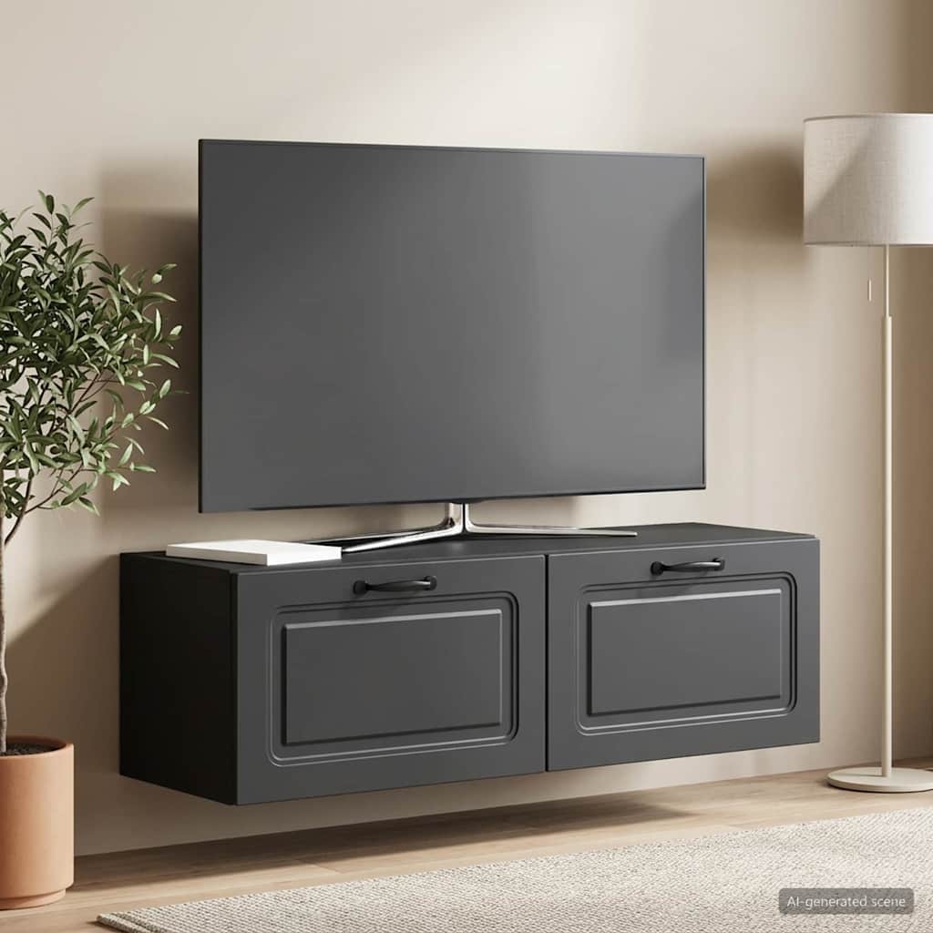 Væghængt TV-skab Sort 98 x 31 x 30 cm Konstrueret træ