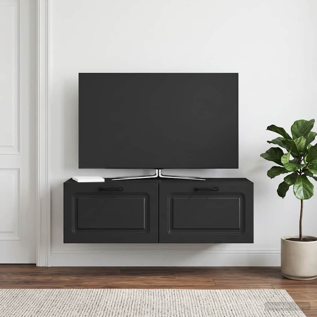 Væghængt TV-skab Sort 98 x 31 x 30 cm Konstrueret træ