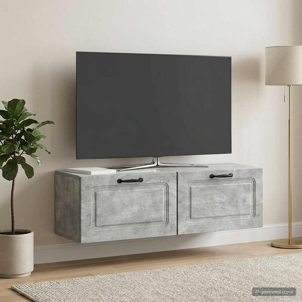 Væghængt TV-skab Betongrå 98 x 31 x 30 cm Konstrueret træ