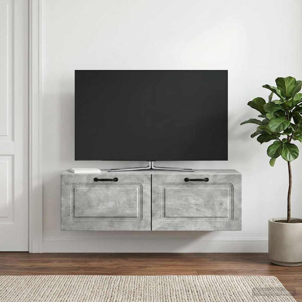 Væghængt TV-skab Betongrå 98 x 31 x 30 cm Konstrueret træ