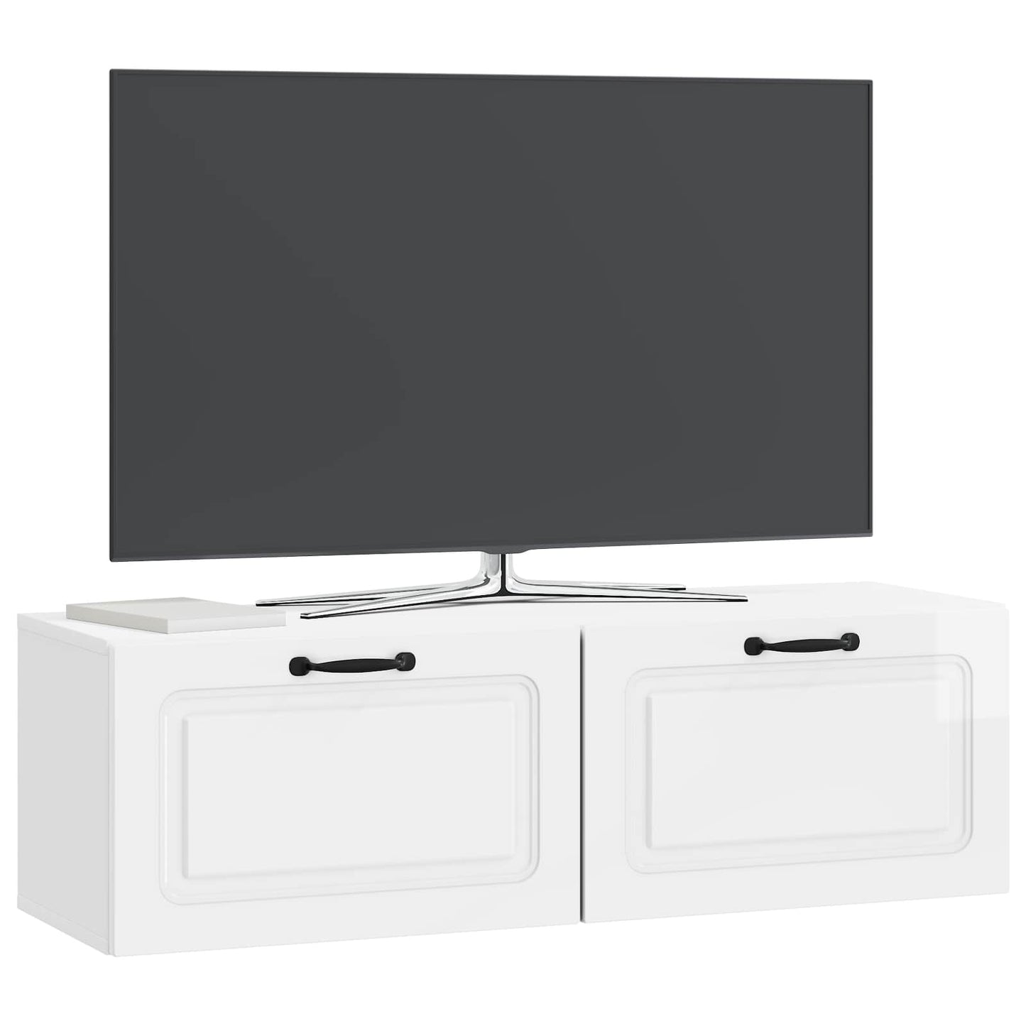 Væghængt TV-skab Hvid højglans 98 x 31 x 30 cm Konstrueret træ