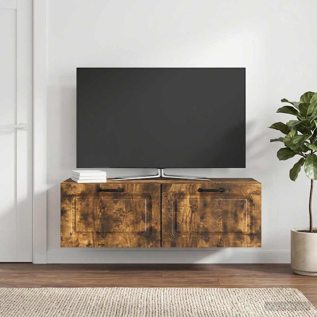 Væghængt TV-skab Røget eg 98 x 31 x 30 cm Konstrueret træ
