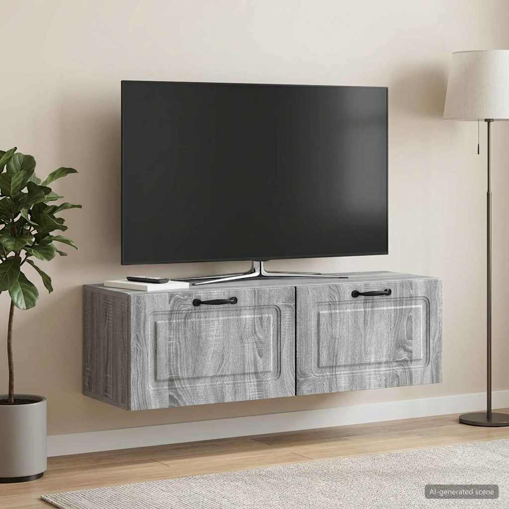 Væghængt TV-skab Grå sonoma-eg 98 x 31 x 30 cm Konstrueret træ