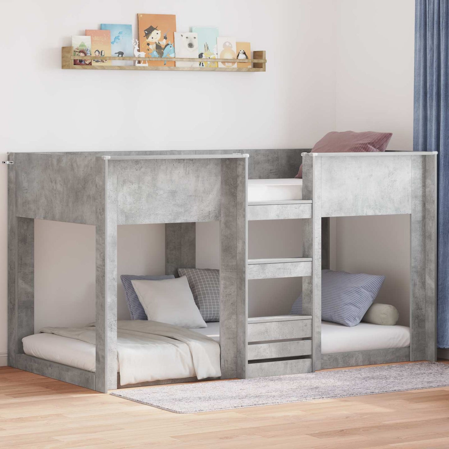 Køjeseng til Børn Beton Grå 75 x 190 cm Konstrueret træ