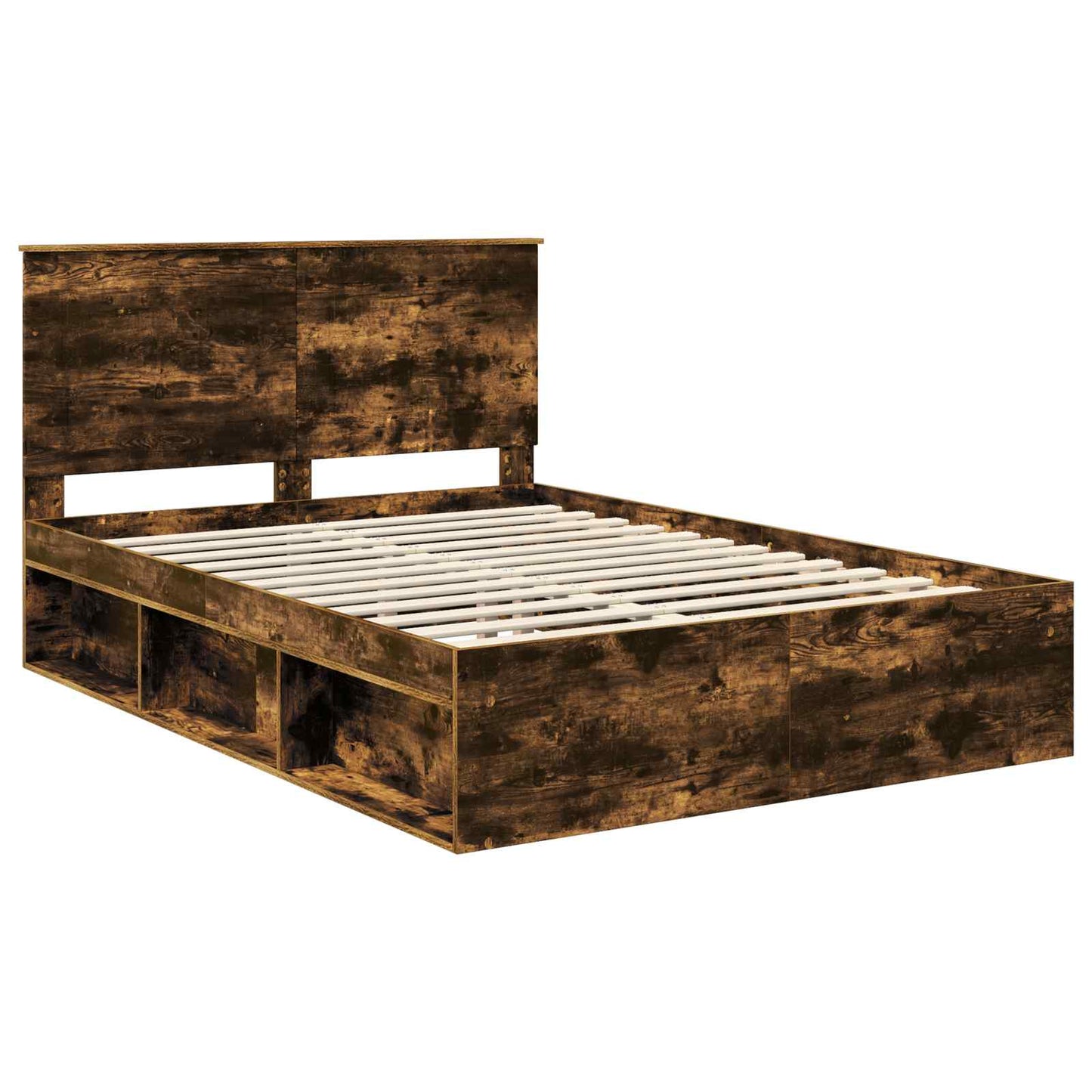 Sengestel med skuffe Røget eg 150 x 200 cm Massiv fyrretræ