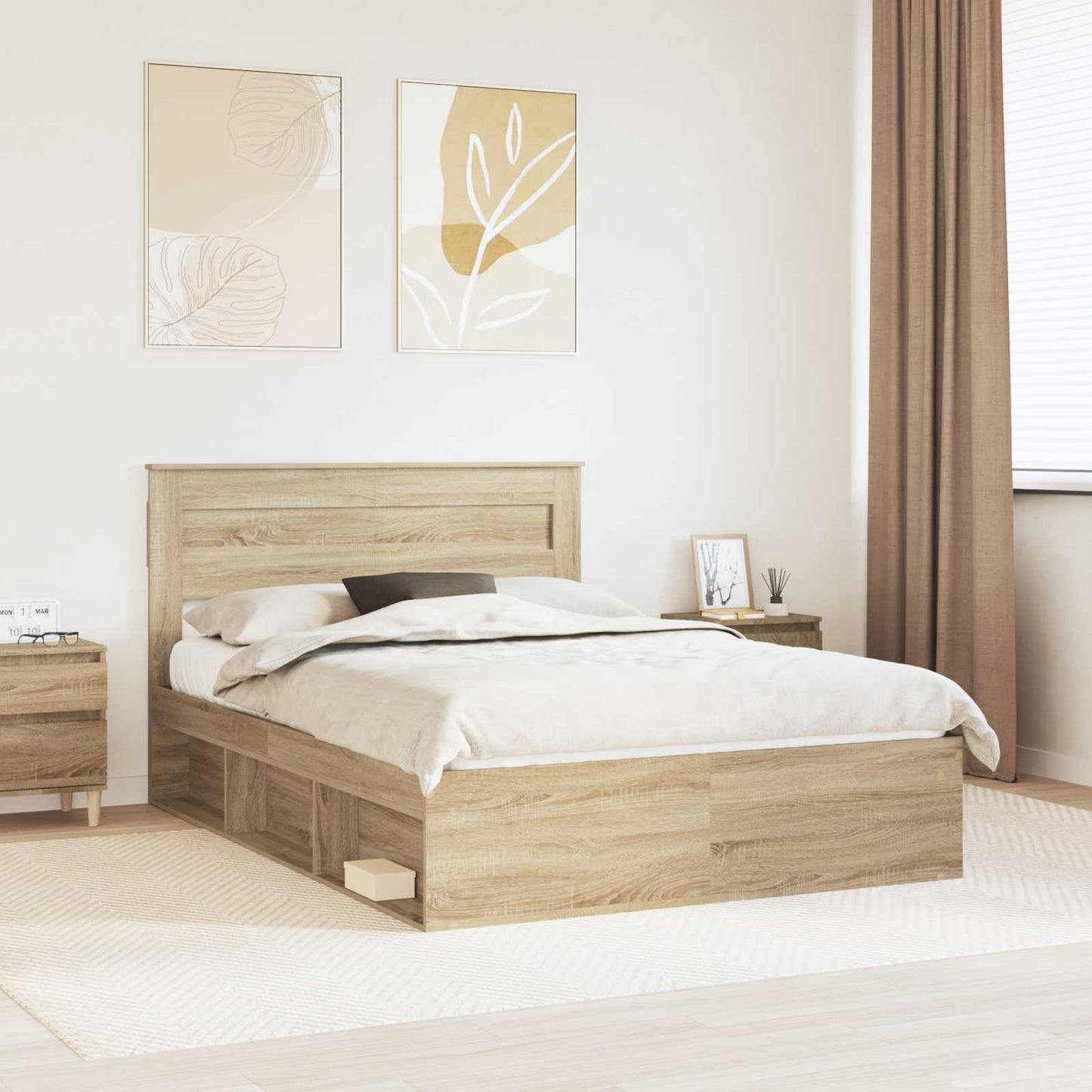 Sengestel Ensfarvet Sonoma eg 150 x 200 cm Massiv fyrretræ
