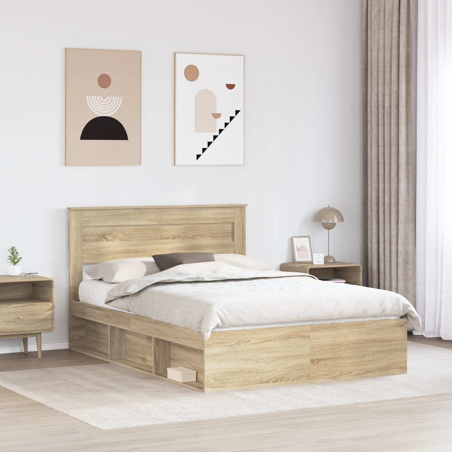 Sengestel Ensfarvet Sonoma eg 150 x 200 cm Massiv fyrretræ
