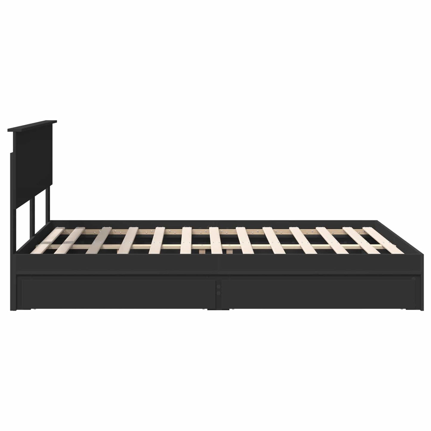 Opbevaringsseng med skuffe Sort 135 x 190 cm Konstrueret træ