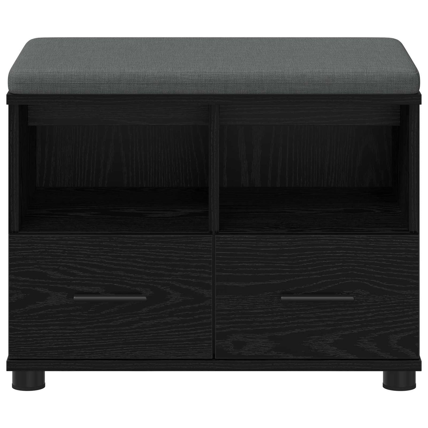 Hallbænk med pude Sort Eg 60 x 38 x 46 cm Kunstigt træ og stof