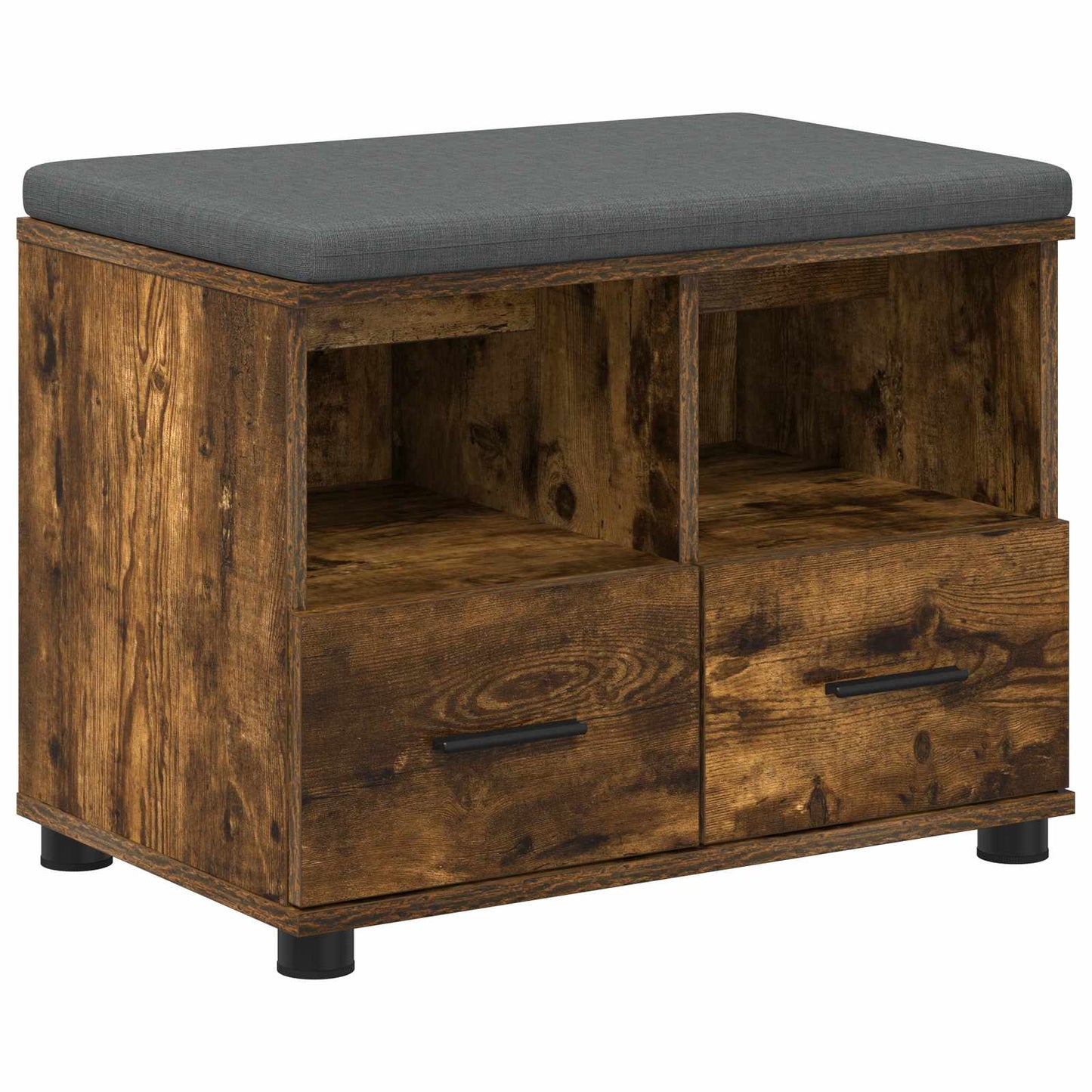 Hallbænk med pude Røget Eg 60 x 38 x 46 cm Kunstigt træ og stof