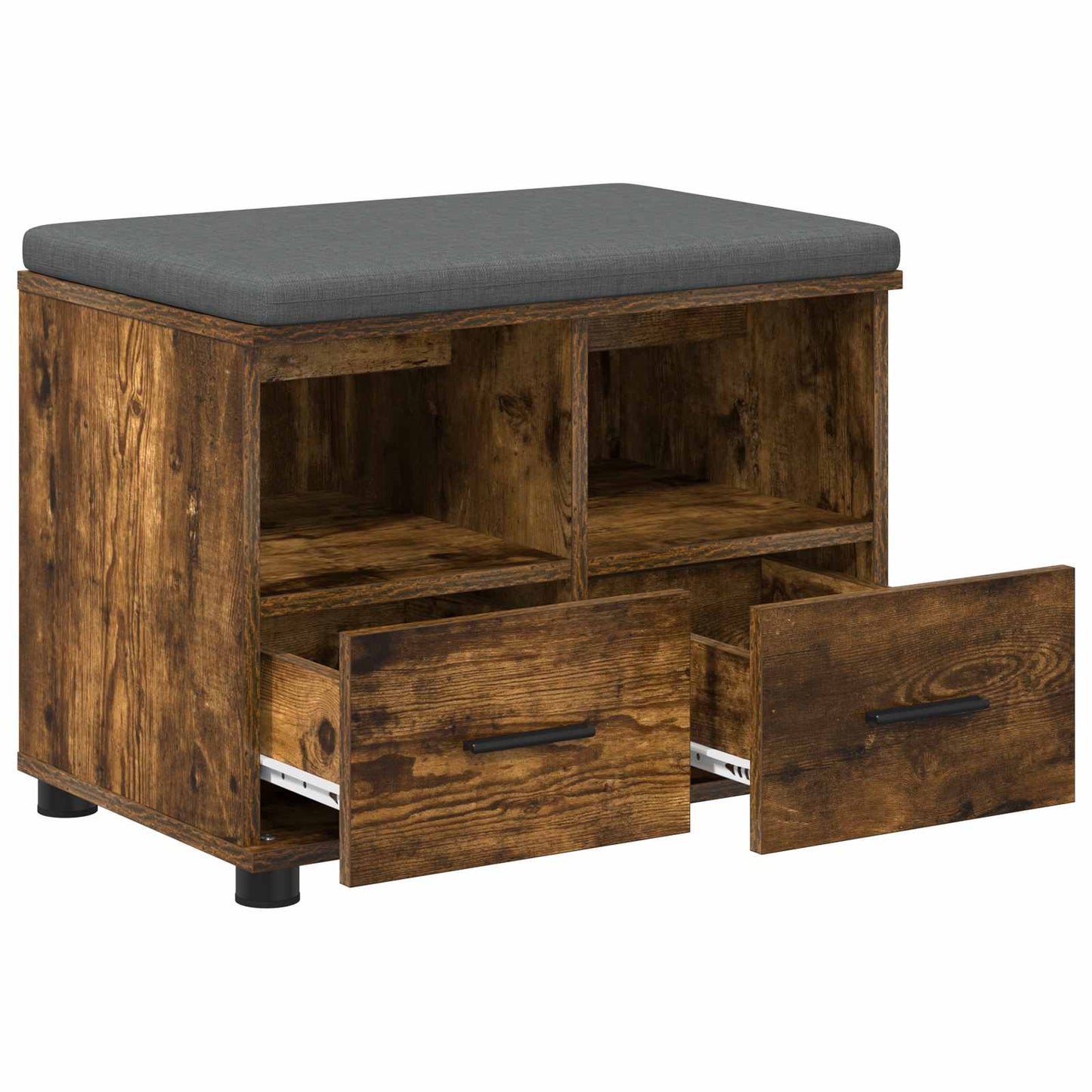Hallbænk med pude Røget Eg 60 x 38 x 46 cm Kunstigt træ og stof