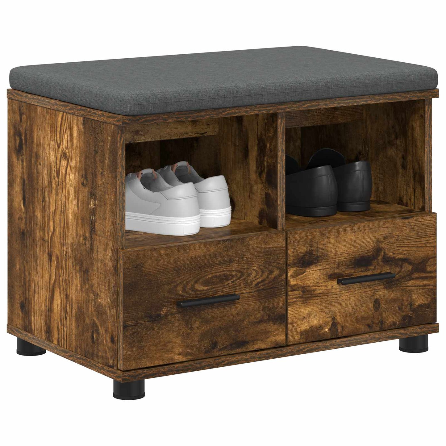 Hallbænk med pude Røget Eg 60 x 38 x 46 cm Kunstigt træ og stof