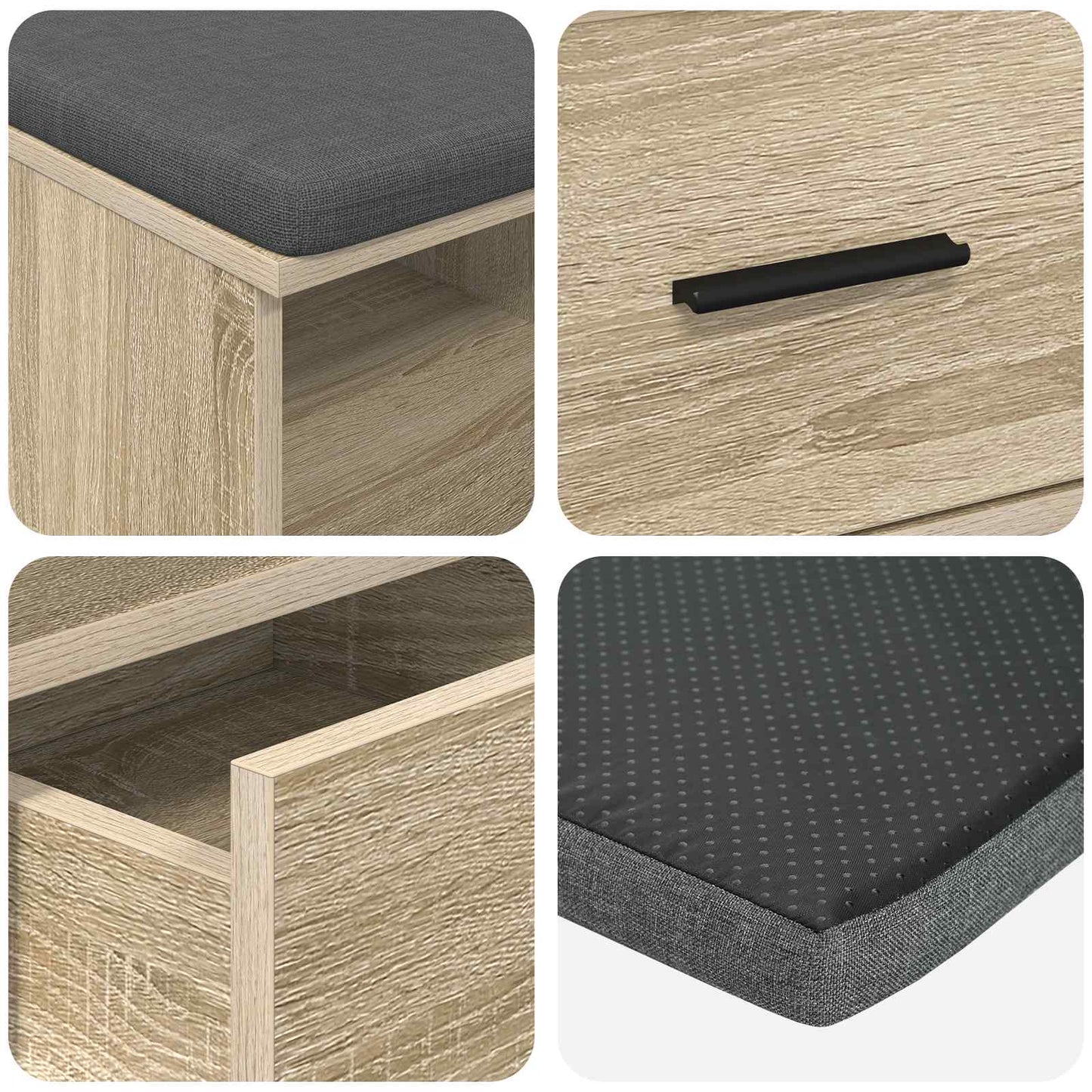 Hallbænk Sonoma eg 80 x 38 x 46 cm Kunstigt træ og stof