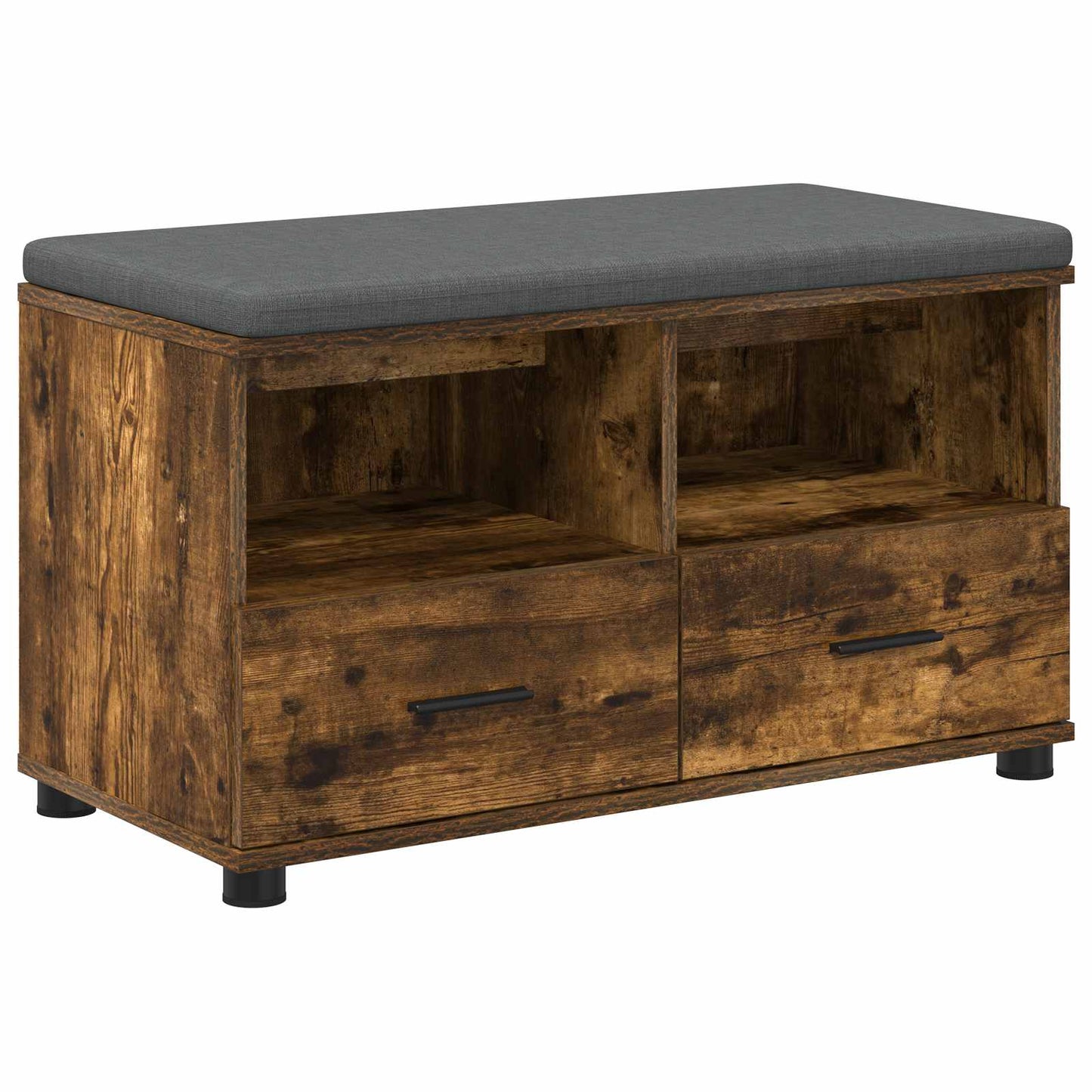 Hallbænk med pude Røget Eg 80 x 38 x 46 cm Kunstigt træ og stof