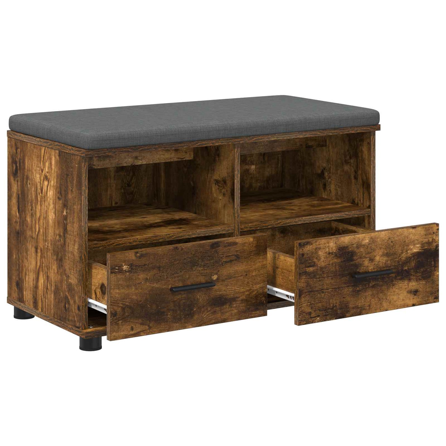 Hallbænk med pude Røget Eg 80 x 38 x 46 cm Kunstigt træ og stof