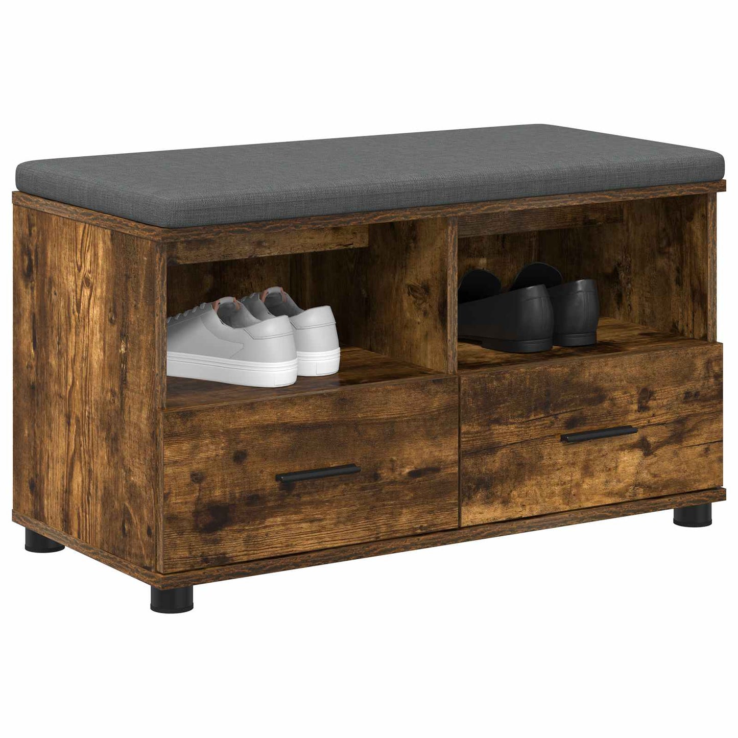 Hallbænk med pude Røget Eg 80 x 38 x 46 cm Kunstigt træ og stof