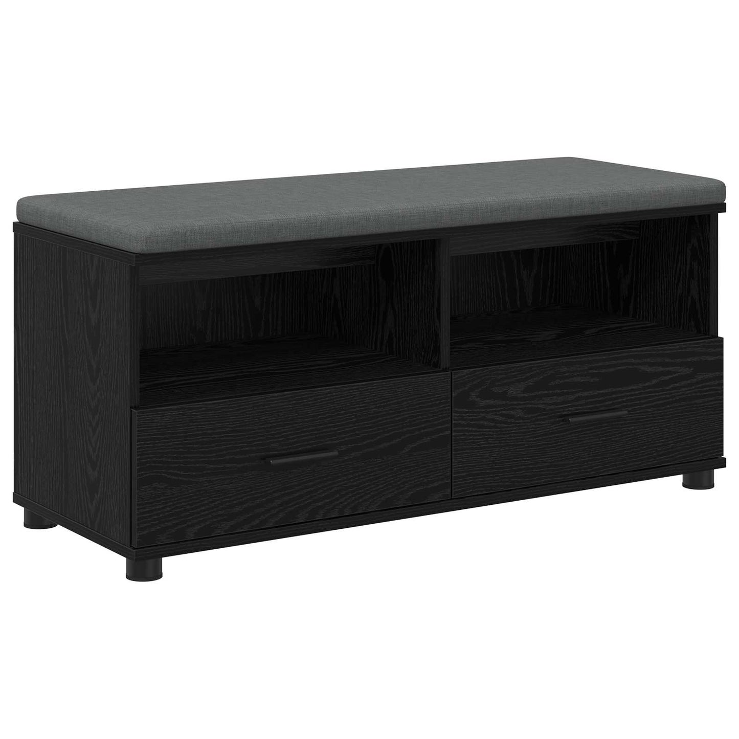 Hallbænk med pude Sort Eg 100 x 38 x 46 cm Kunstigt træ og stof