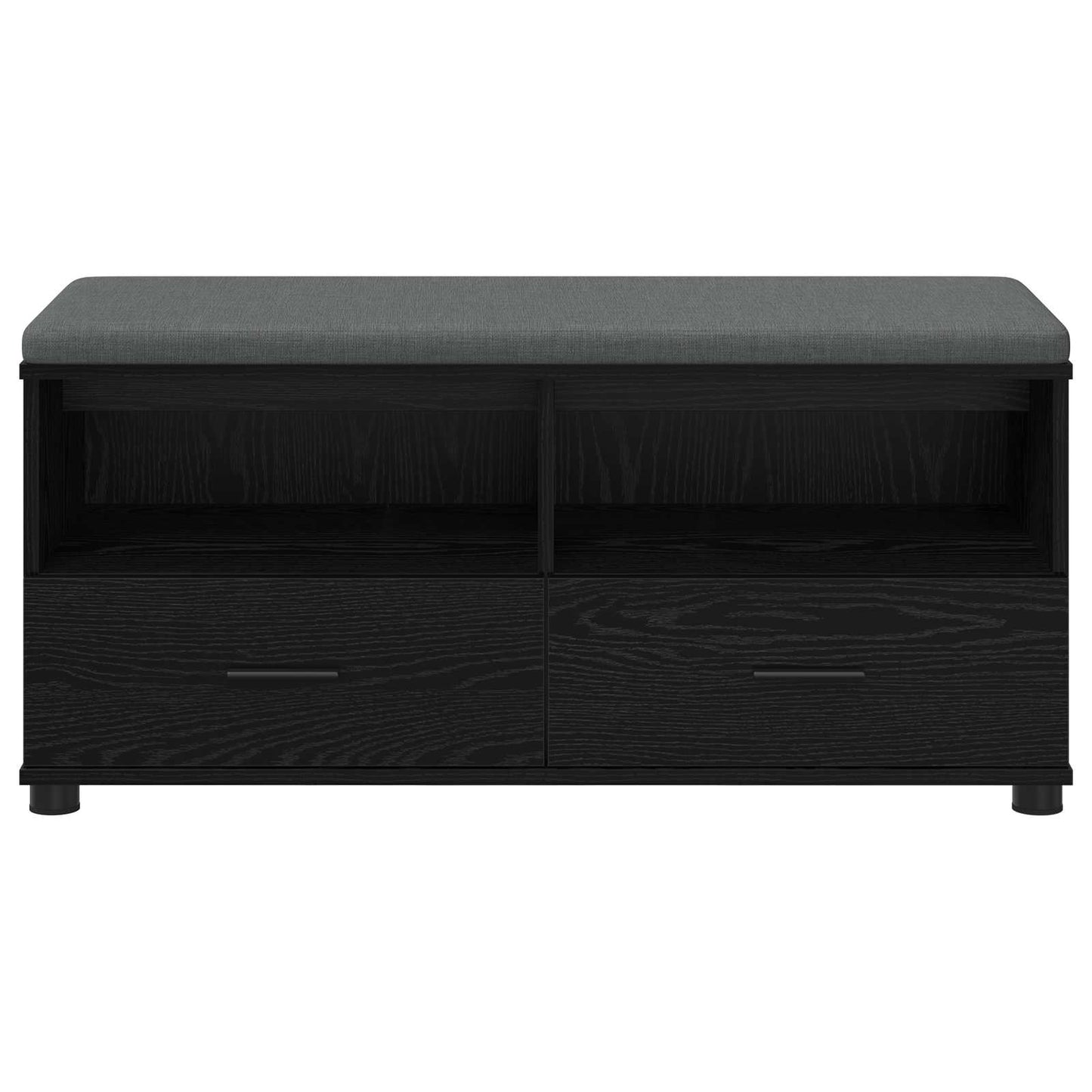 Hallbænk med pude Sort Eg 100 x 38 x 46 cm Kunstigt træ og stof
