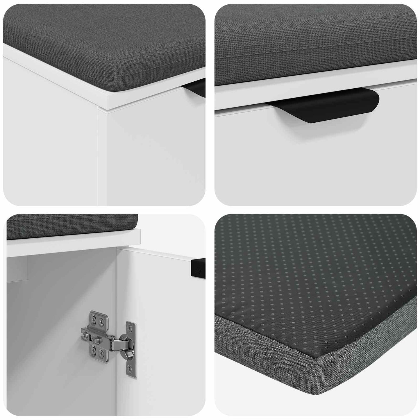 Hallbænk med pude Hvid 60 x 38 x 46 cm Kunstigt træ og stof