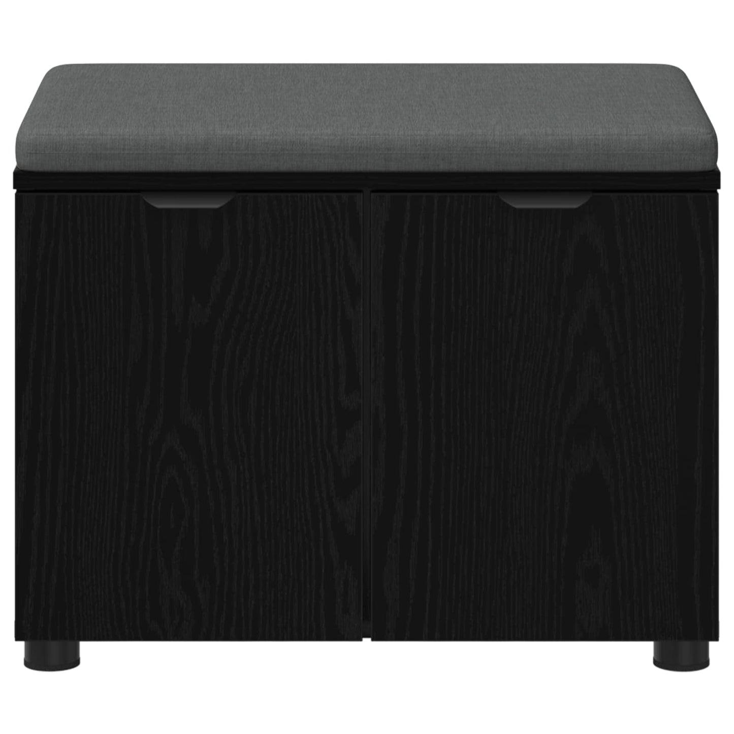 Hallbænk med pude Sort Eg 60 x 38 x 46 cm Kunstigt træ og stof