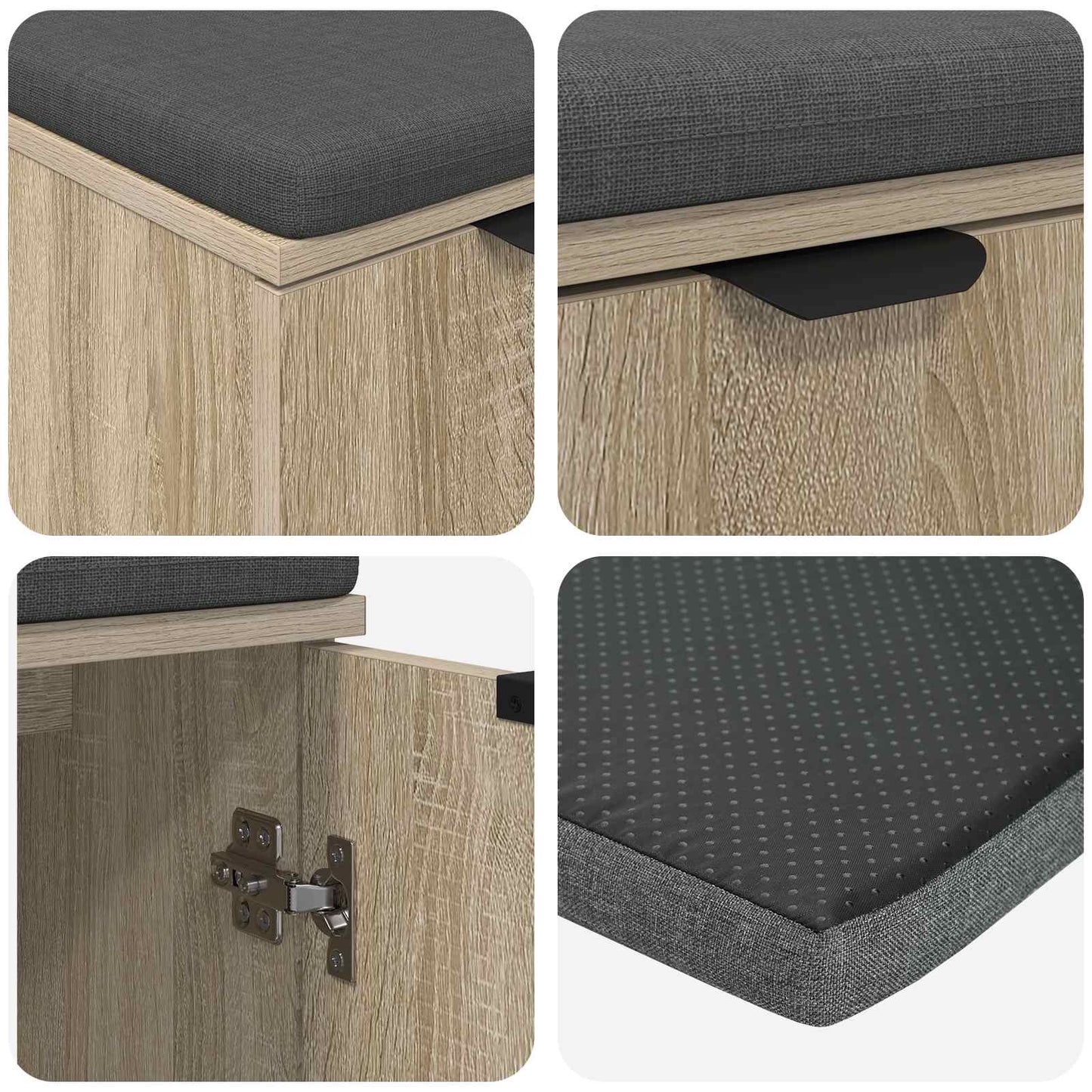 Hallbænk med dør Sonoma eg 60 x 38 x 46 cm Kunstigt træ og stof