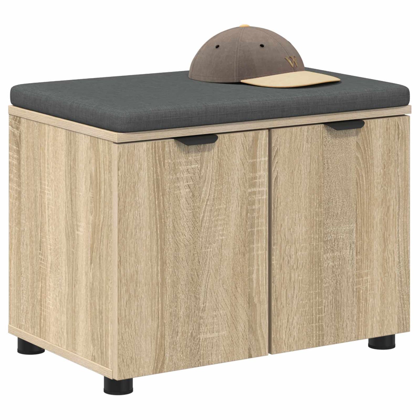Hallbænk med dør Sonoma eg 60 x 38 x 46 cm Kunstigt træ og stof