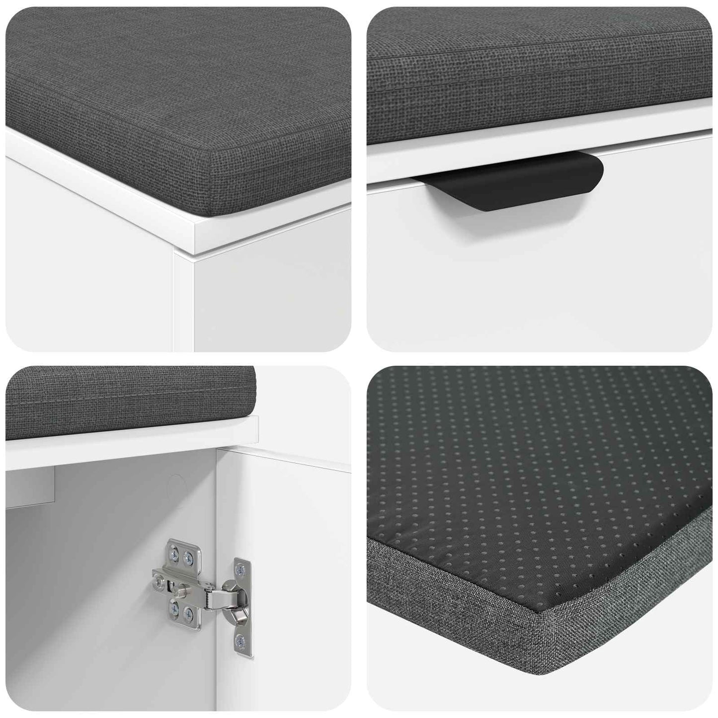 Hallbænk med pude Hvid 80 x 38 x 46 cm Kunstigt træ og stof