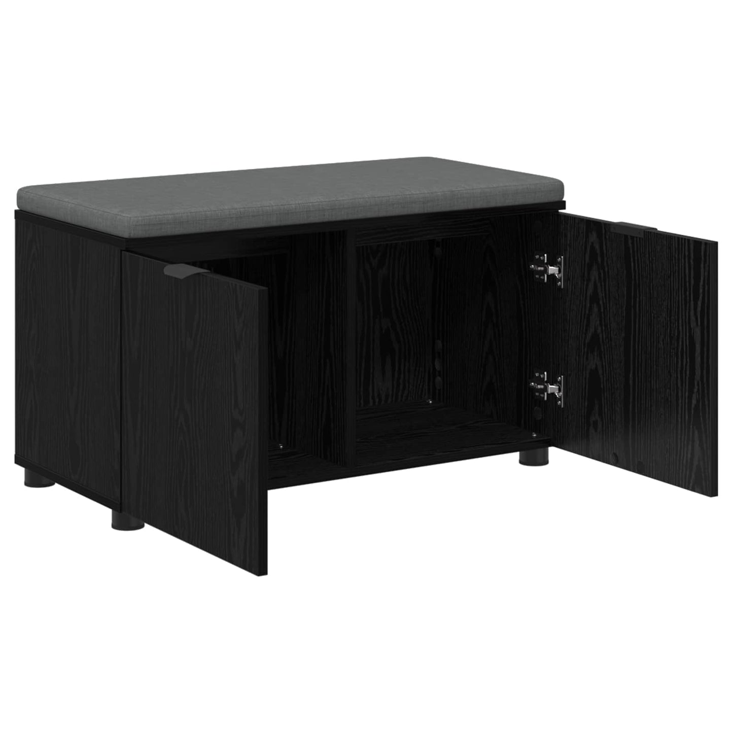 Hallbænk med pude Sort Eg 80 x 38 x 46 cm Kunstigt træ og stof