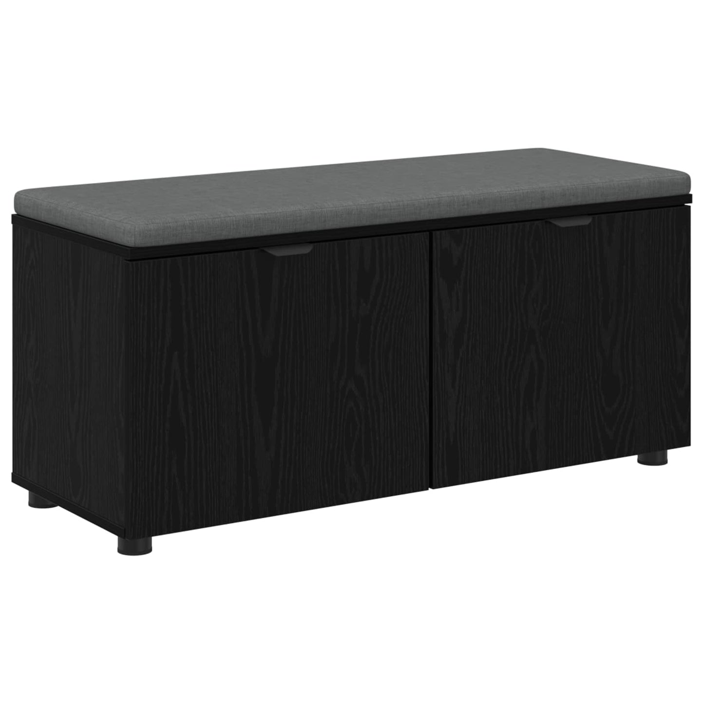 Hallbænk med pude Sort Eg 100 x 38 x 46 cm Kunstigt træ og stof